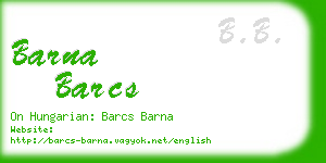 barna barcs business card